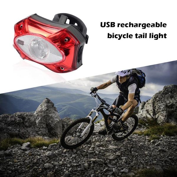 

bike lights 1pcs taillight front light usb rechargeable led bicycle rainproof riding cycling warning 3 modes accessories