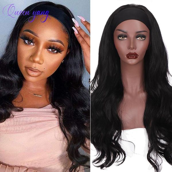

yangsilk scarf headdress long curly straight hair overall blackbrown highlight cosplay party daily synthetic wig wigs, Black