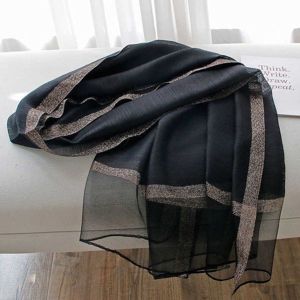 

silk female korean version versatile gold solid color elegant mulberry silk scarf shawl spring and autumn, Blue;gray