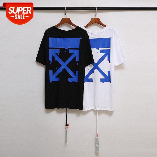 

brand ow city limited drop ink arrow short-sleeved t-shirt european version large size loose men and women couple bottoming shirt #vk9k, White;black