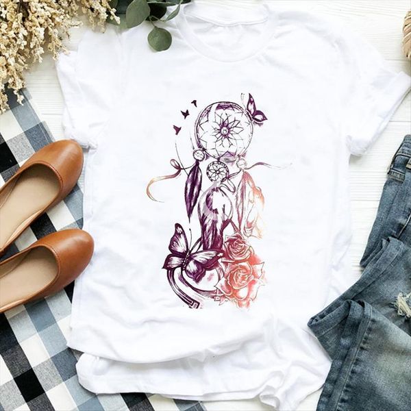 

90s floral flower plant womens t shirts dream web cute print casual tee female shirt clothes graphic, White