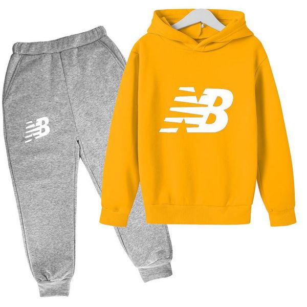 

clothing sets autumn/winter youth letters printed sports hoodie pants suit boys girls students comfortable high-end long sleeve children sui, White