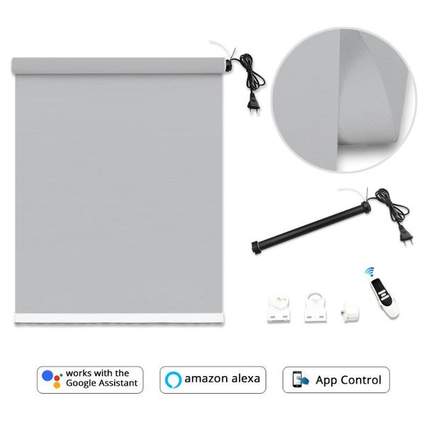

smart home control tuya wifi blind motor with full blackout curtain fabric tracket automatic roller shutter tubular alexa google