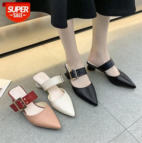

muller shoes women baotou half slippers belt buckle lazy ladies #sb6o, Black