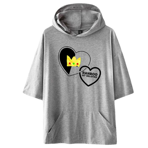 

men's t-shirts kawaii ranboo fashion hooded t shirts summer short sleeve casual streetwear clothes anime hip hop, White;black