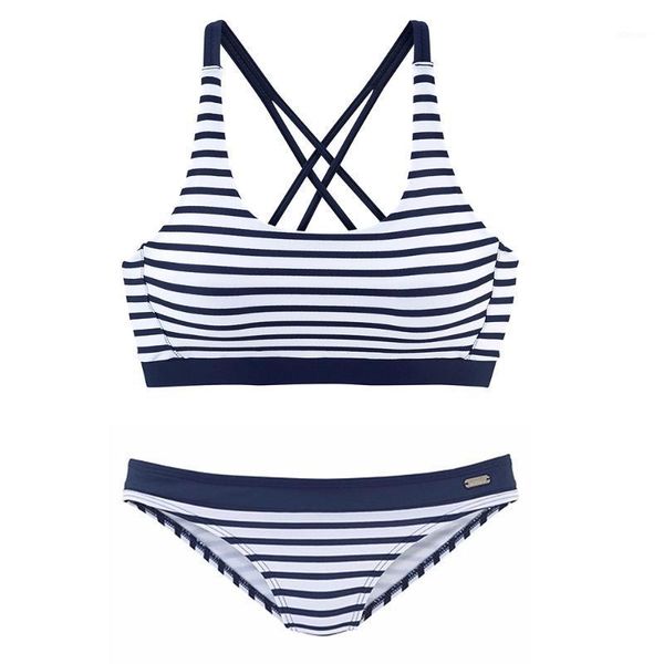

women striped two piece bikinis sports swimwear halter vest swimsuit bikini set summer beach bathing suit beachwear s~2xl women's, White;black