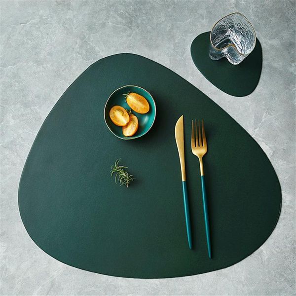 

mats & pads 2pcs/set placemat table mat tableware pad pu leather waterproof heat insulation non-slip soft washable bowl
