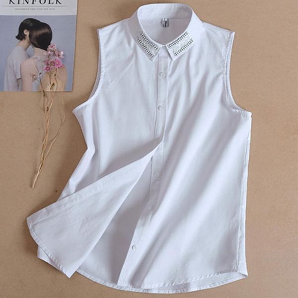 

women's blouses & shirts fashion bead crystal blouse necktie collar white fake removable detachabledecoration printing grid shirt