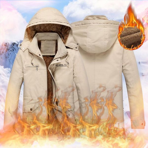 

men's jackets winter jacket men thicken fleece male streetwear windbreaker parkas coat detachable hoodies cotton-padded man clothing, Black;brown