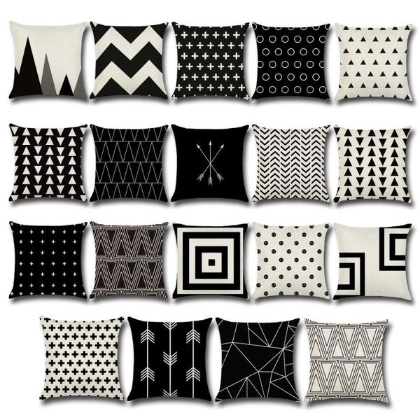 

nordic black white beige home decorative cushion cover european geometrics arrows triangle design cotton linen sofa throw pillow cushion/dec