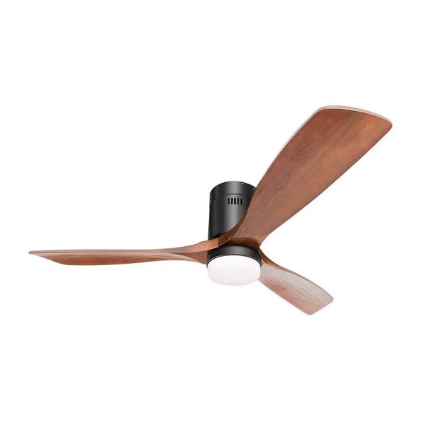 

ceiling fans 52" wood led fan with lights dimmable light and remote reversible walnut solid wooden blades living room home bedroom