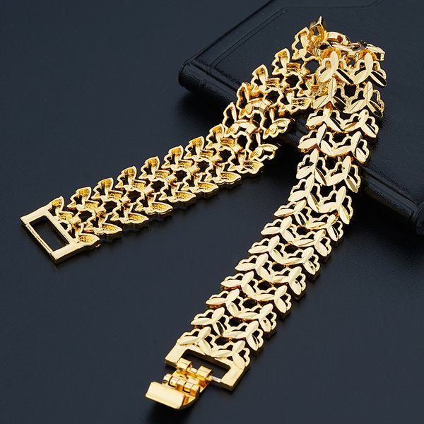 

brass plated real gold chain of 24k men and women watch clasp plating, Black