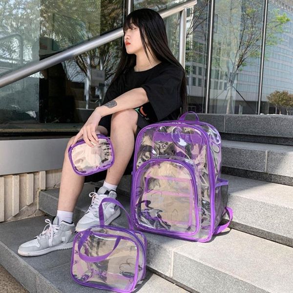 

backpack q1fa transparent plastic material school bag large capacity student 3 colors choose gift for kid