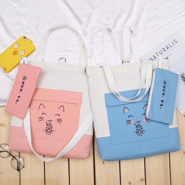 

shopping bags printing canvas women shoulder bag cotton tote shopper eco reusable handbag cloth messenger student backpack