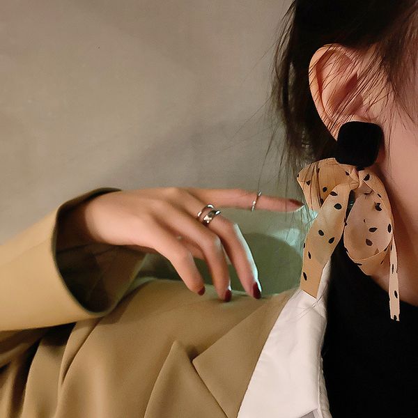 

925 silver needle autumn winter fashion ribbon bow small fresh and natural versatile net red sweet earrings