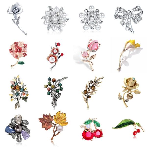 

pins, brooches enamel white leaves women men pearl flower party office casual brooch pins gifts, Gray