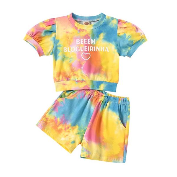 

born set 2021 infant long sleeve letter print tie dye elastic waist trousers 2 pcs outfits baby boy girl clothes clothing sets, White