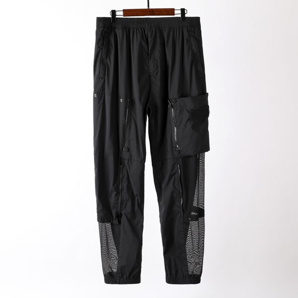 

cptoney astone is lan d men's pants designer thin straight pant tiered zipper, Black