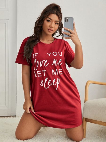 

plus slogan graphic night dress m2vo#, Black;white