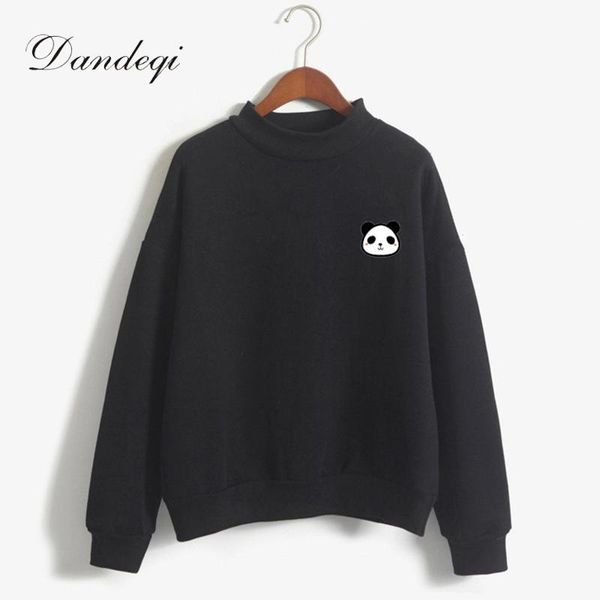

kawaii harajuku sweatshirt women cartoon panda print o-neck long sleeve thick causal outwear kpop hoodies pullovers women's jackets, Black;brown