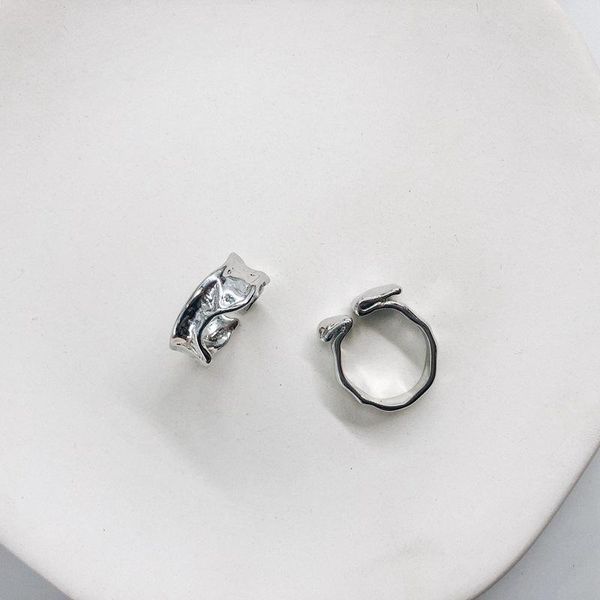 

punk style minimalist irregular ring for man women elegant jewelry valentine's day gift antique silver opening wedding rings, Slivery;golden