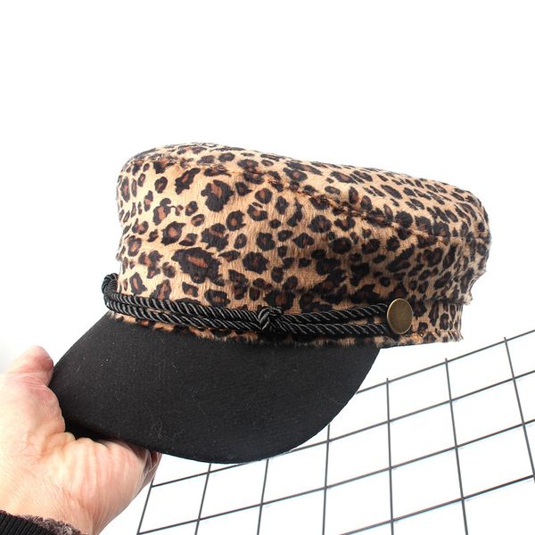 

designer classic leopard net red cap beret female autumn winter flat navy hat street fashion octagonal hat, Blue;gray