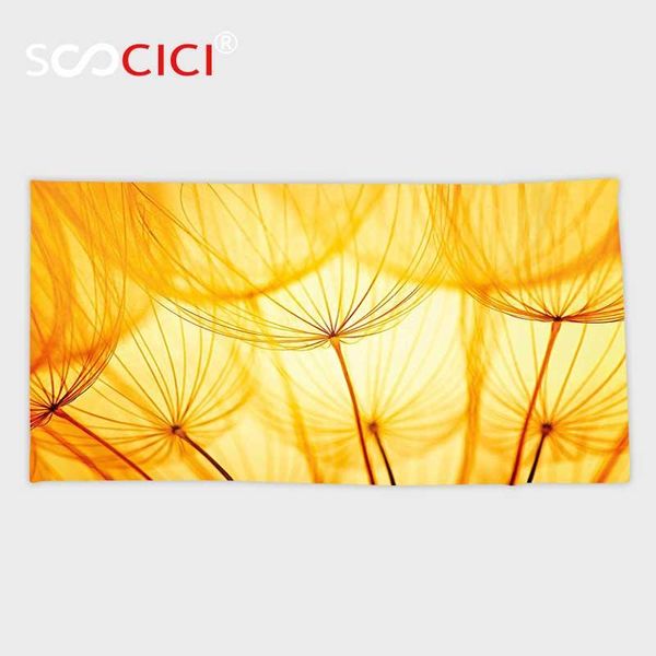 

towel custom microfiber ultra soft bath/hand towel,yellow decor joy of dandelion flower garden seeds in summer time themed artwork