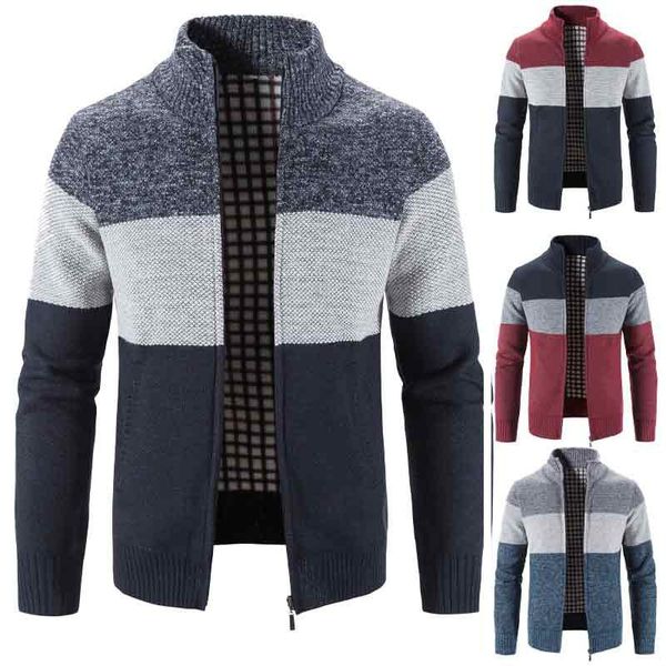 

men's sweaters coat autumn/winter sweater fashion jacket casual sports clothes men colorblock zip up collar cardigan, White;black