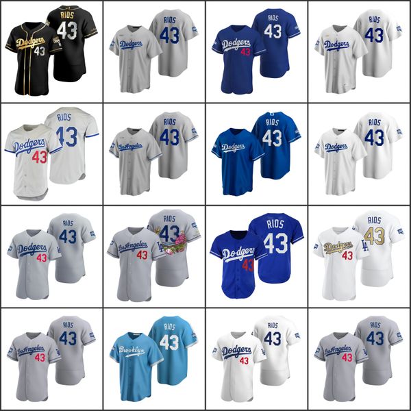 

los angeles dodgers men 43 edwin rios women youthjersey, Black;red