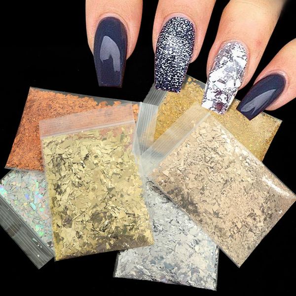 

10g nail design gold silver glitter sequins art accessories irregular flakes manicure paillette nails decorations, Silver;gold