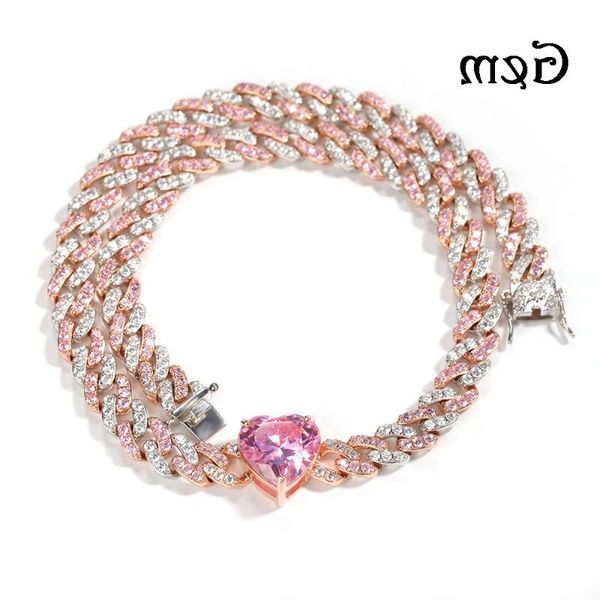 

bangle hip hop heart-shaped zircon choker collar chain, Black