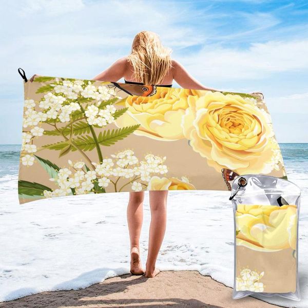 

quick drying pocket towel butterlies with yellow flowers portable water absorbent no pilling sports bath