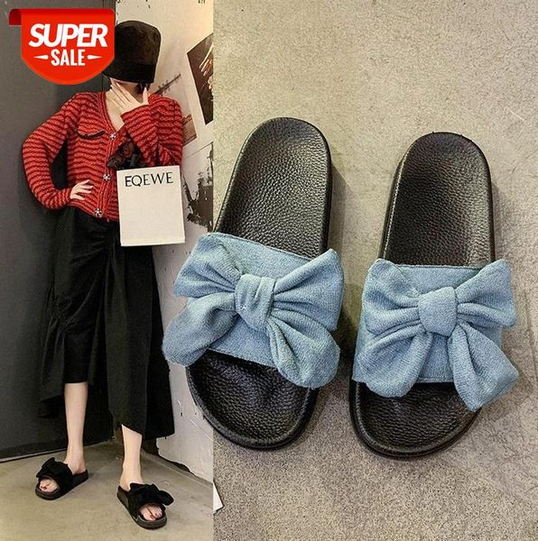 

women's thick-soled slippers korean style flip-flops bowknot beach ladies sandals and #tz6h, Black