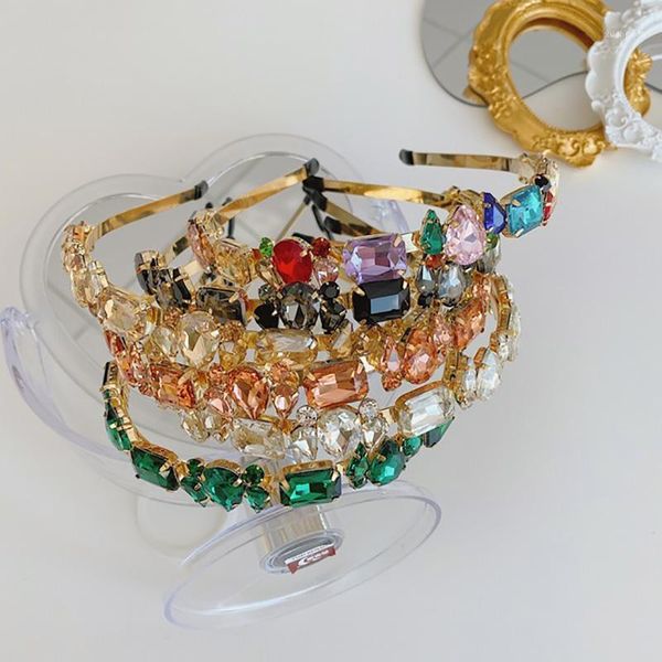 

full rhonestone headband colorful diamond women girls hairbands handmade shiny crystal hair hoop bands bezel accessories1