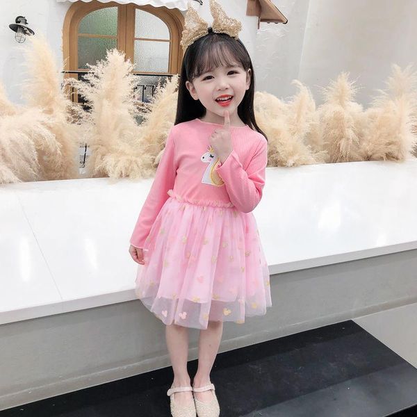

girl's dresses princess dress girls spring and autumn children's style foreign baby p4526, Red;yellow