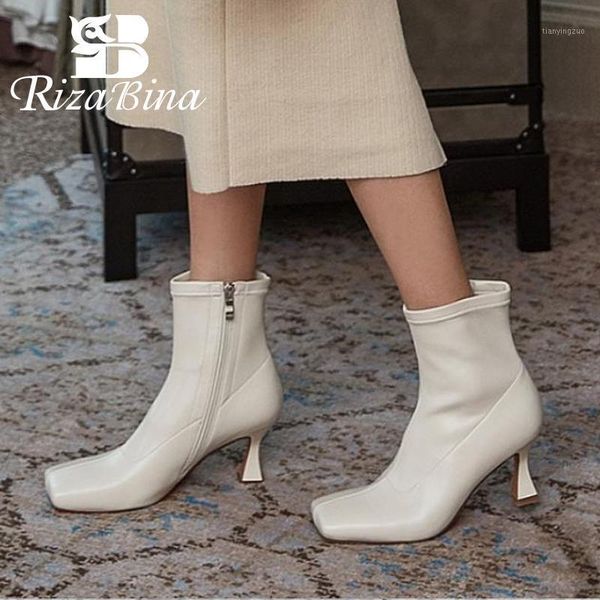 

boots rizabina fashion ankle women winter shoes heel zipper footwear size 33-401, Black