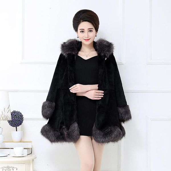 

women's fur & faux coat female 2021 autumn&winter women plus size long jacket woman outerwear coats jaqueta feminina kj294, Black