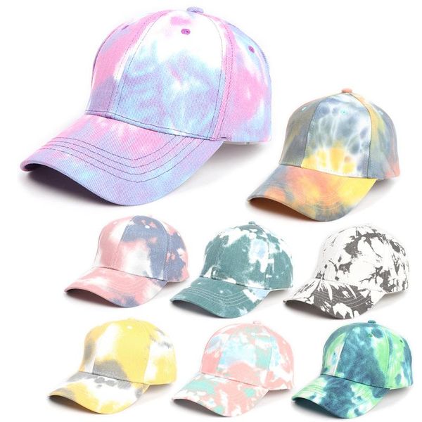 

european and american tie dye gradient baseball cap men's women's street color sunshade hat beanies