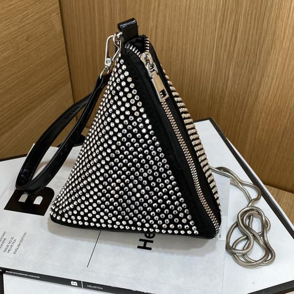 

evening bags 2021 flashing diamond bag women's single shoulder messenger chain triangle hand female small fashion zongzi