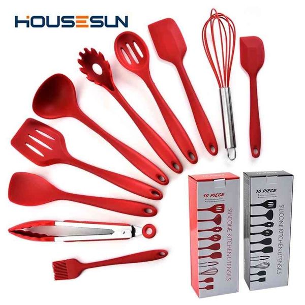

cooking spoon 10 shovel sets utensils kitchen silicone set