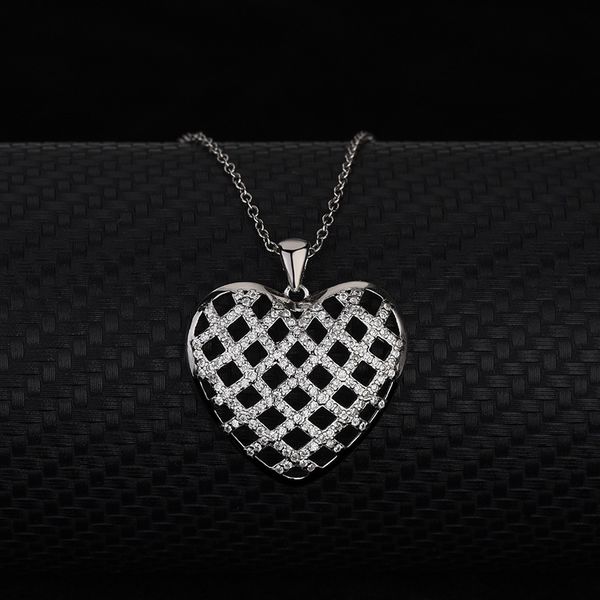

s925 sterling silver hollow out love necklace women's diamond heart fashion love pendant