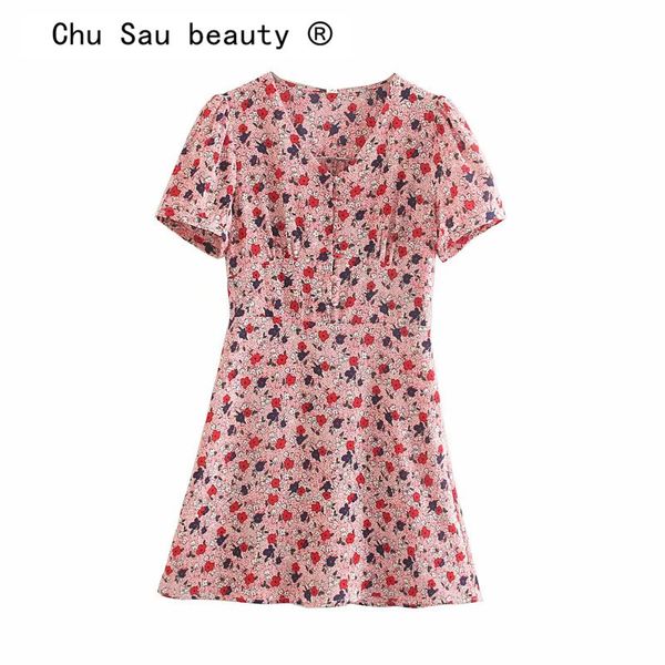 

beauty fashion summer women printed mini dress female casual beach button v-neck 210514, Black;gray