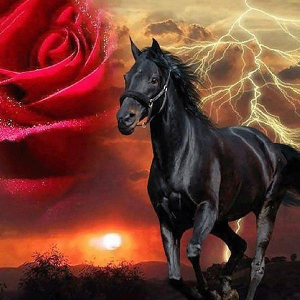 

diamond painting diy horse and flower full square embroidery mosaic cross stitch animal rhinestones home decor
