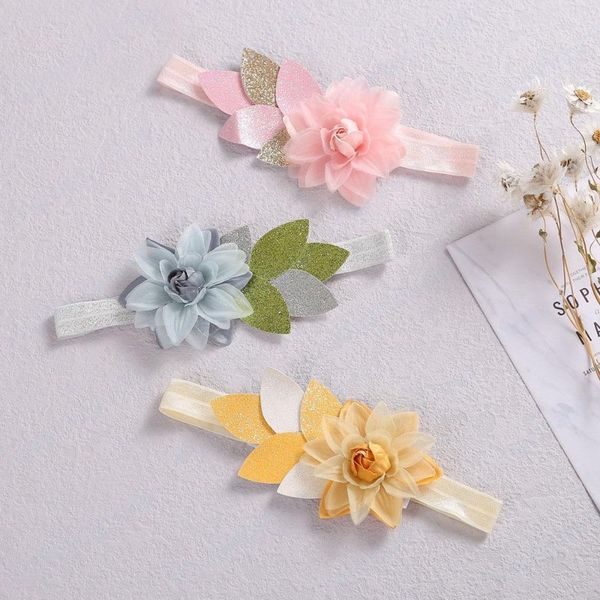 Sweet Bebê Headband Head Head Head Banda Gleit Folhas Flor Headwrap Elastic Headbands Crianças Crianças Princesa Hairband