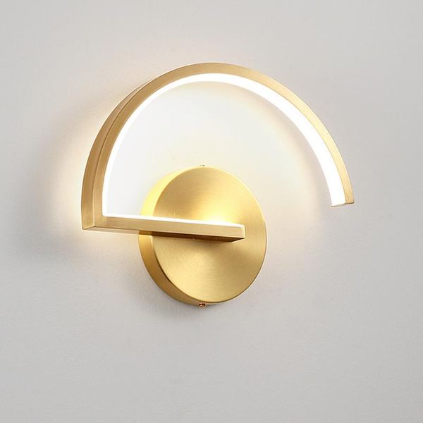 

semicircle wall lamp led nordic modern copper lighting fixture for living room mirror lights sconce bedroom bathroom decor