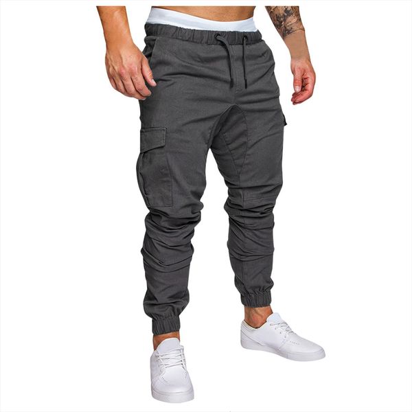 

joggers solid color cargo military women pants sweatpants multi pocket spring mens trousers sportswear hip hop pencil, Black
