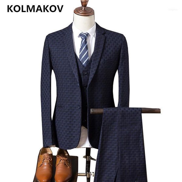 

(jacket+pants+vest) 2021 sale fashion men's clothing business man suits casual wedding groom prom luxury suit skinny dress1, White;black