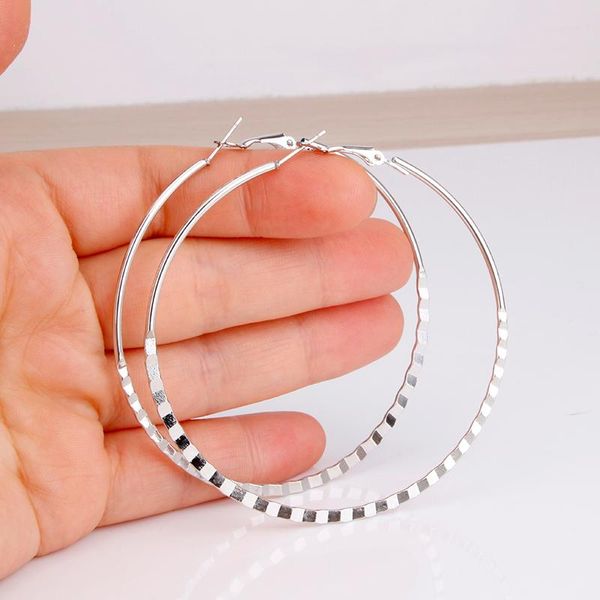 

hoop & huggie hgflyxu gold and silver color big hoops earring party daily girl fashion trendy round ear large size jewelry e0222, Golden;silver