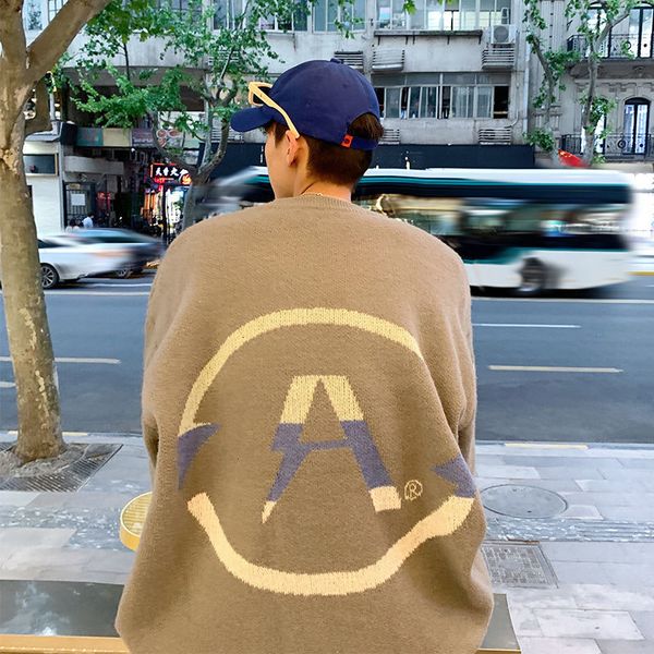 

men's sweaters privathinker alphabet autumn men's sweater oversized harajuku o-neck hip hop knitted wear, White;black
