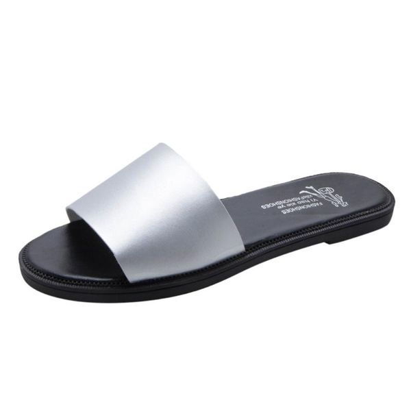 

women slippers solid pu leather female shoe fashion simple shoes round toe shallow ladies slipper dropship 951328, Black
